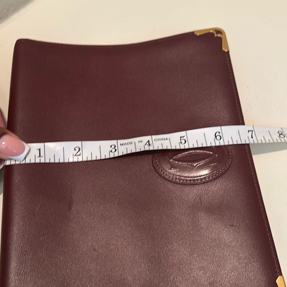 Cartier Convertible Portfolio Organizer Clutch Wristlet Dark Burgundy Leather - Picture 15 of 16